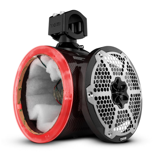 NXL 8" Marine and Powersports Empty Tower LED RGB Lights -Black Carbon Fiber.