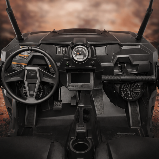 Polaris RZR Front Kick Panel Pods with 6.5” Active Speakers and Bluetooth.