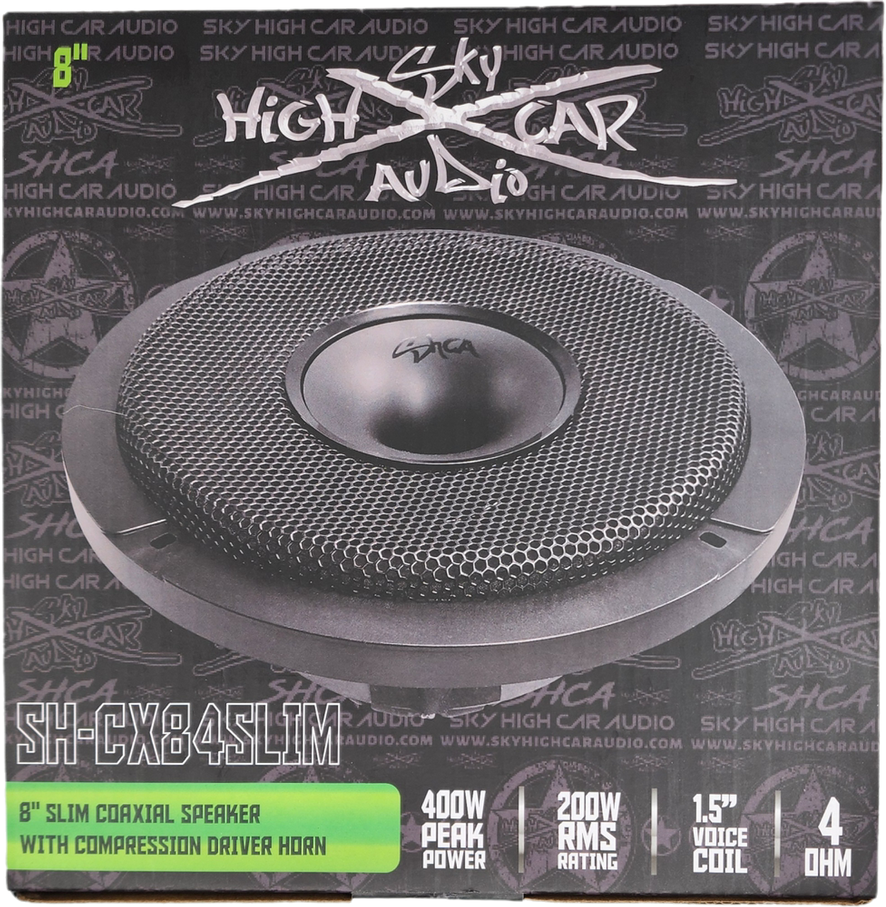Sky High Car Audio SH-CX84SLIM 8" Slim Coaxial Speaker With Compression Driver Horn - Audio Sellerz