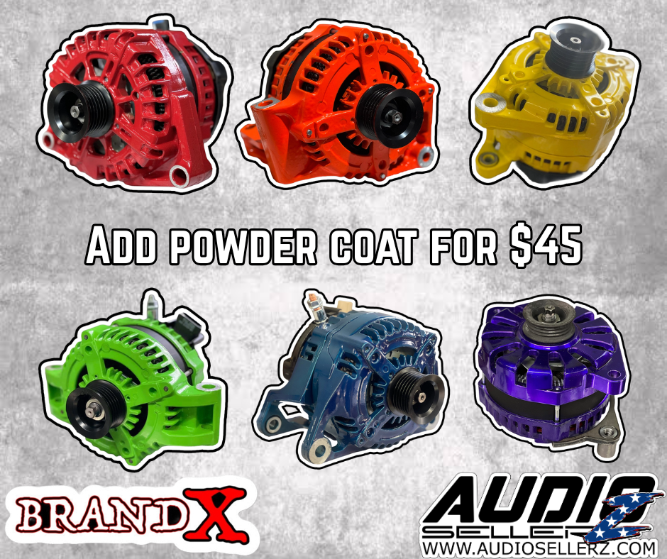 Custom Powder Coat for Brand X High Output Alternators - Sold by Audio Sellerz