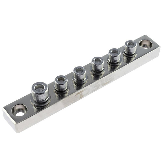 Chrome Plated Distribution Bar Block 1x 1/0-GA and 5 x 2/0-GA Screw Down Type 7" Long.