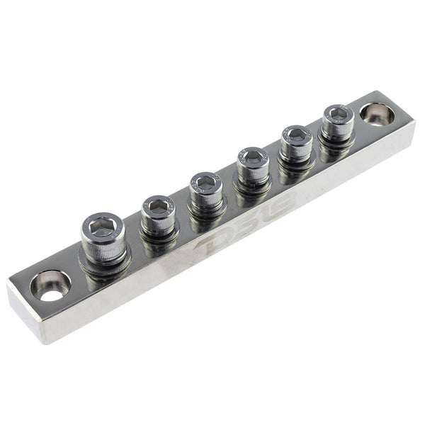 Chrome Plated Distribution Bar Block 1x 1/0-GA and 5 x 2/0-GA Screw Down Type 7" Long.