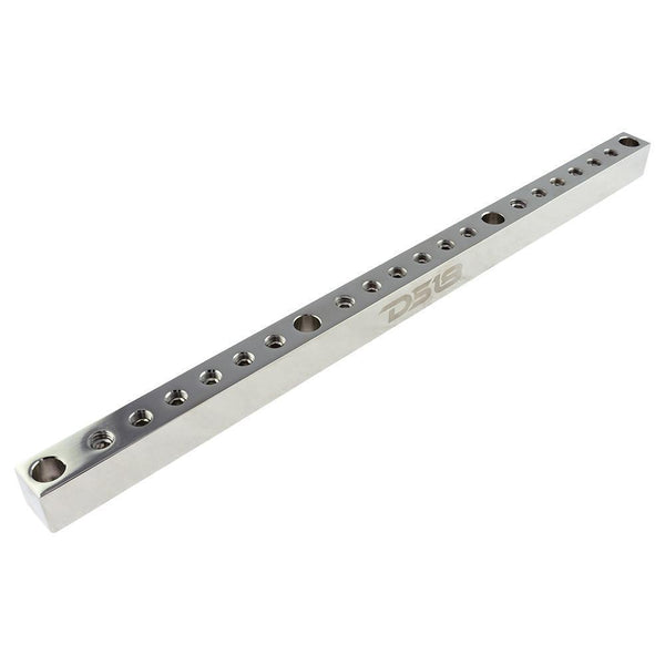 Chrome Plated Distribution Bar Block 3x 1/0-GA and 15 x 2/0-GA Direct Bolt Down Type 19" Long.