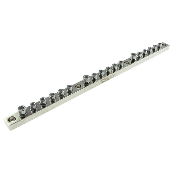 Chrome Plated Distribution Bar Block 3x 1/0-GA and 15 x 2/0-GA Screw Down Type 20" Long.