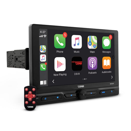 10.5" Floating Adjustable Modular Touchscreen Mechless Single-DIN Head Unit with Bluetooth, Apple Car Play, Android Mirror Link, USB, AUX, SD, AM, FM.