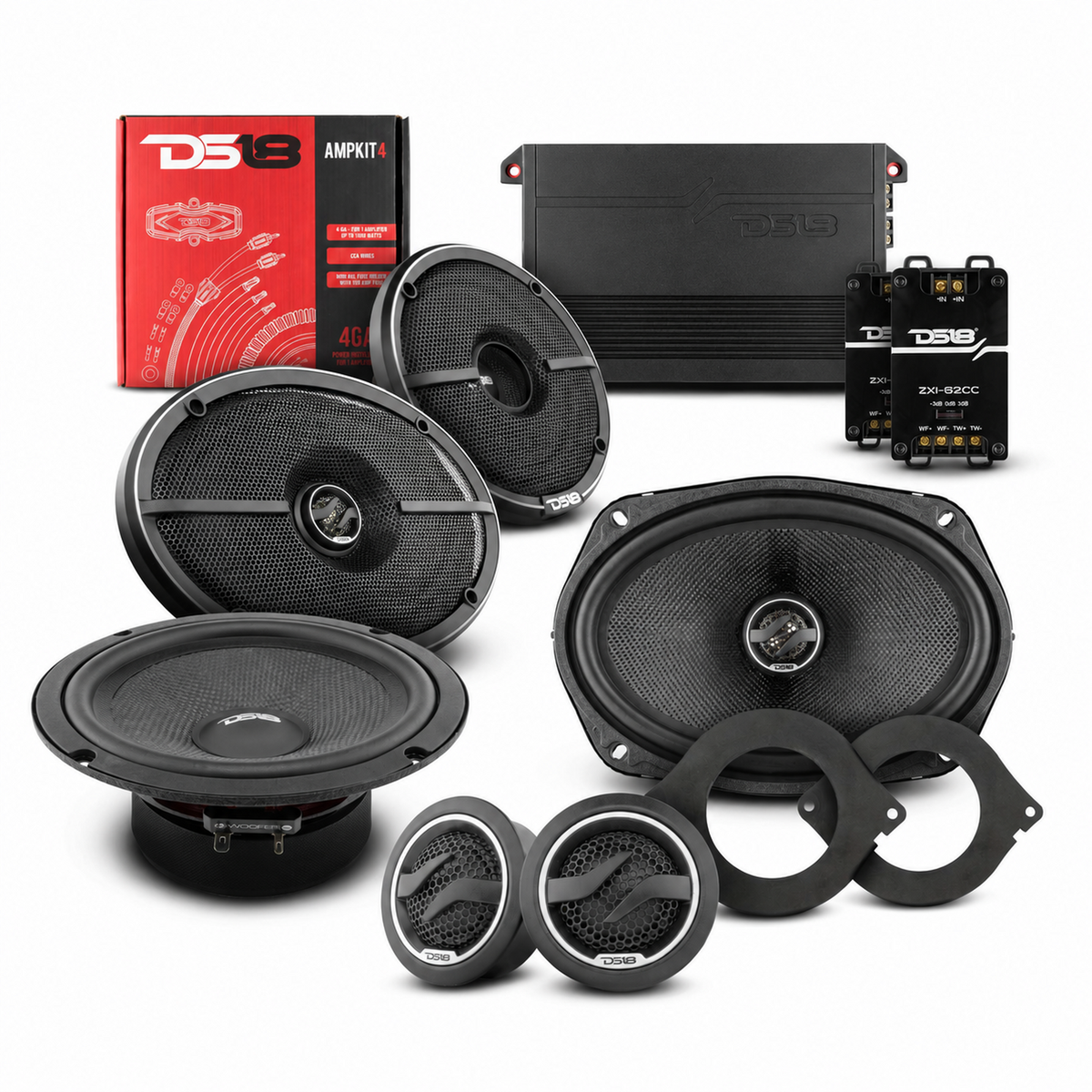 DS18 2012-2021 RAM 2500 Crew and Quad Cab Front and Back Doors Speakers Better Upgrade/Replacement Package 1600 Watts