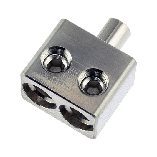 Dual 1/0-GA to 1/0-GA Amp Input Reducers with Offset Stub.