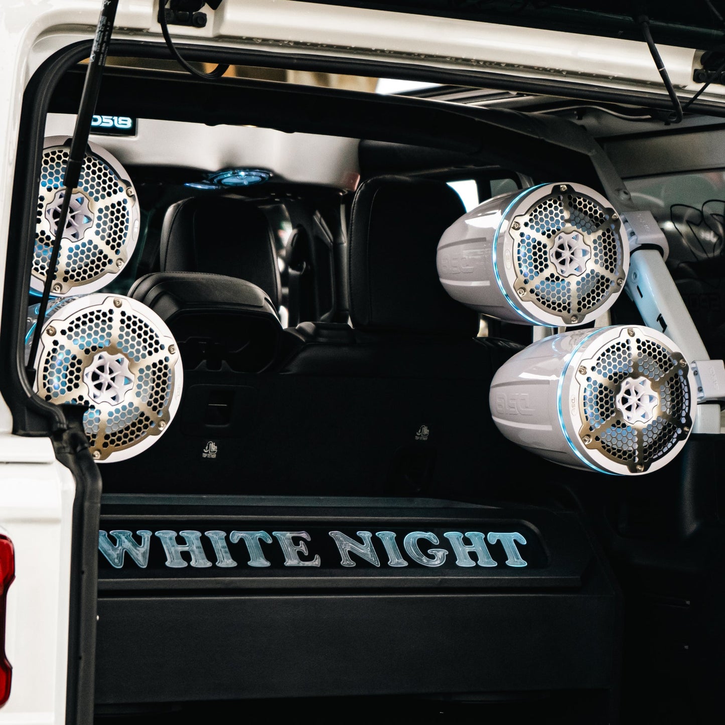 NXL 8" Marine and Powersports Towers LED RGB Lights 125 Watts Rms - Black Carbon Fiber.
