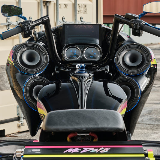 8" Neodymium Coaxial Hybrid Mid-Bass Water resistant Carbon Fiber Cone Loudspeaker with Built-in Driver  400 Watts Rms 4-Ohm.