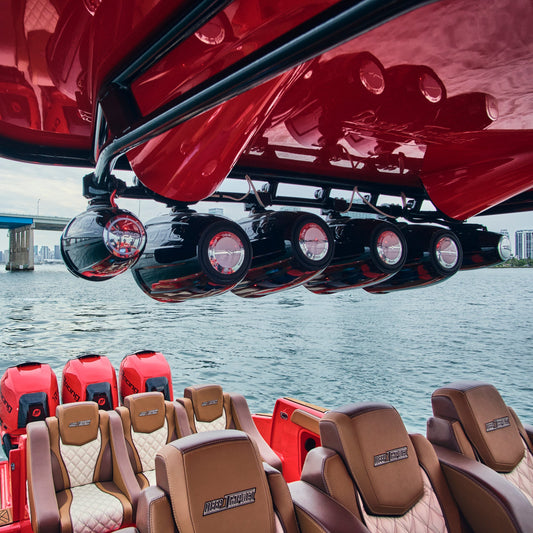 NXL 8" Marine Water Resistant Wakeboard Tower Speakers with Integrated RGB LED Lights 375 Watts.