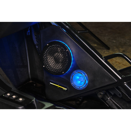 Polaris Slingshot Front Kick Empty Panel Pods With Digital LED Lights fits 2 x 6.5" Speakers and 2 x 3.8" Bullet Tweeters | 2015 - Current.