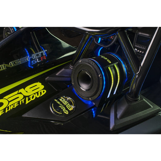 Polaris Slingshot Headrest Empty Enclosure With Digital LED Lights fits 4 x 6.5" Speakers | 2015 - Current.