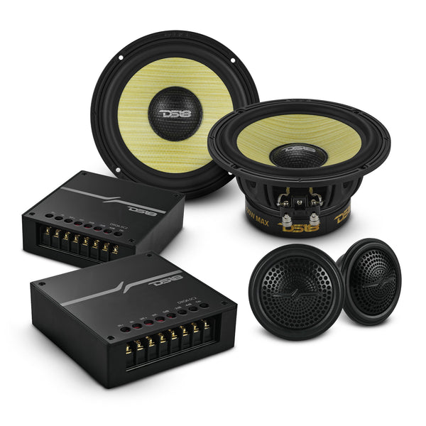 DXQ 6.5" 2-Way Component Speaker Set with Yellow Straw + Composite Foam Cone | 150W RMS 4-Ohm.