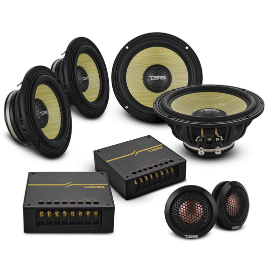 DXQ 6.5" 3-Way Component Speaker Set with Neodymium Magnet and Yellow Straw + Composite Foam Cone | | 180W RMS 4-Ohm.