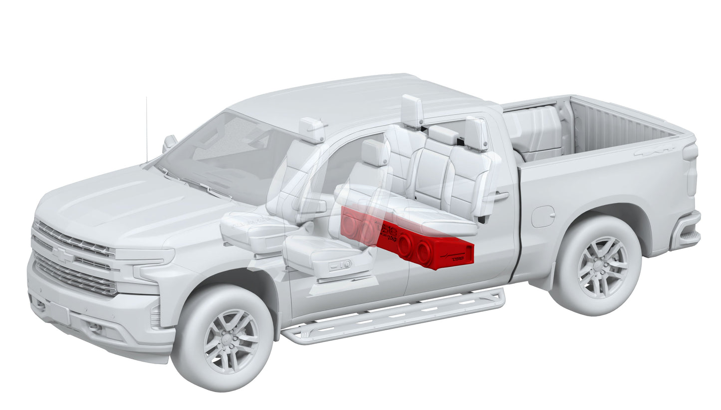 Loaded 4 x 8" Subwoofer Enclosure for Chevy/GMC Crew Cabs - EBM-FFPUFCG-4X8.LDPKG - product image 5 - AudioSellerz