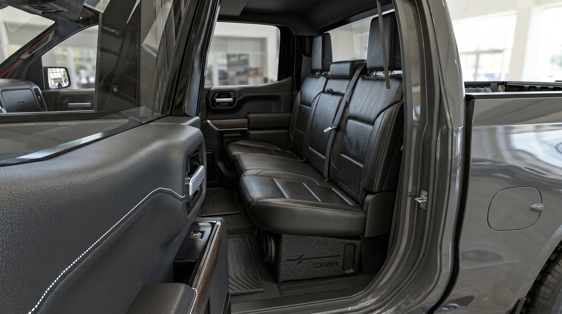Loaded 4 x 8" Subwoofer Enclosure for Chevy/GMC Crew Cabs (2007-2026) and Ford F-150/Super Duty Crew Cabs (2009-2026).