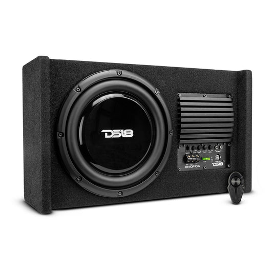 10" Loaded Amplified Shallow Down Fire Subwoofer Enclosure 250 Watts Rms.