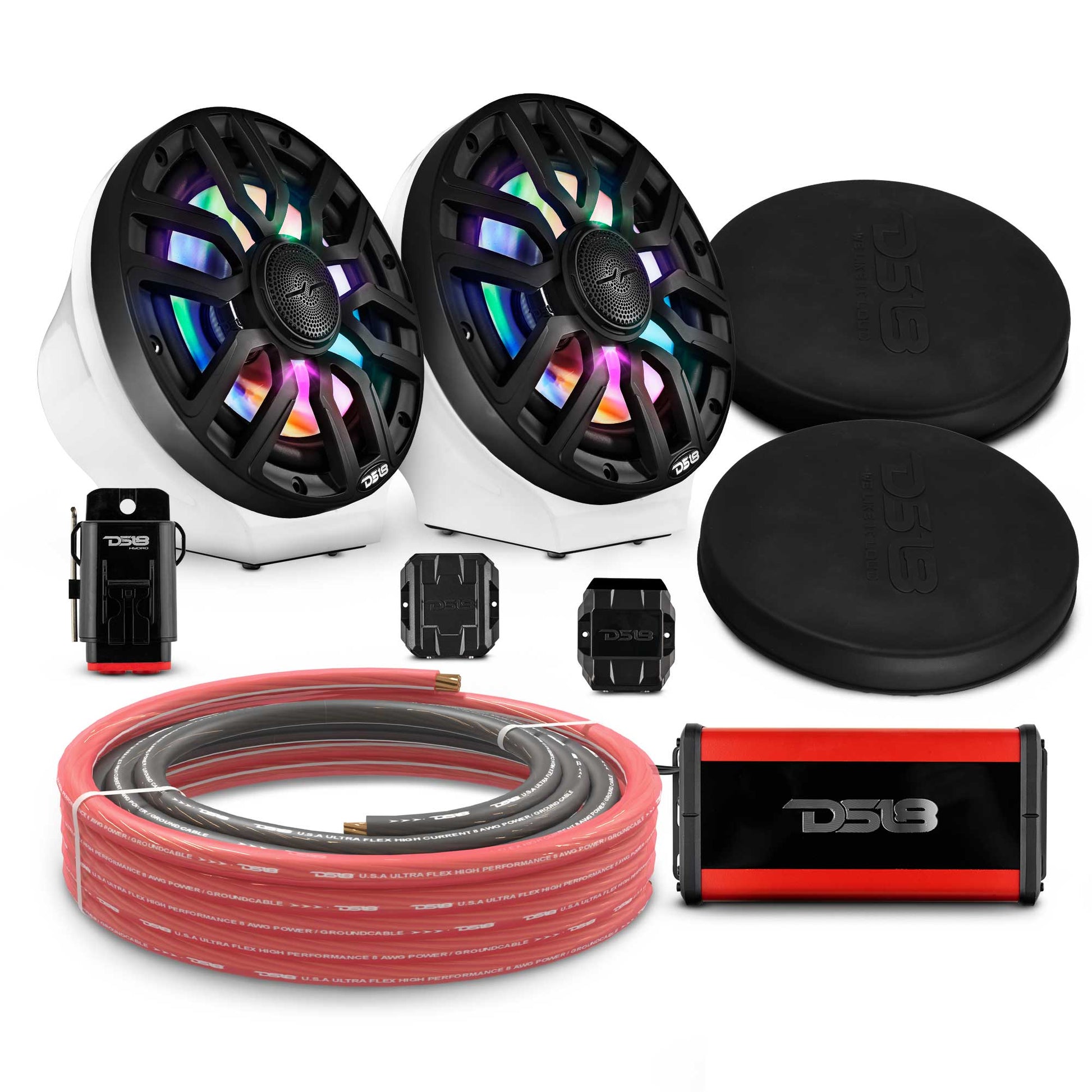 8" Loaded Flat Mount Speaker Pods with Amplifier, Installation Kit and - EN-JS8PKGBK/IQBK - product image 5 - AudioSellerz