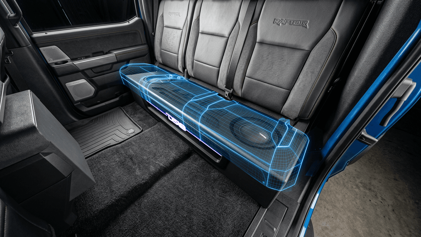 Ford F-150 2 x 10" Subwoofer Loaded Enclosure Package With Vinyl Finish and Dream LED Lights (MADE IN USA)