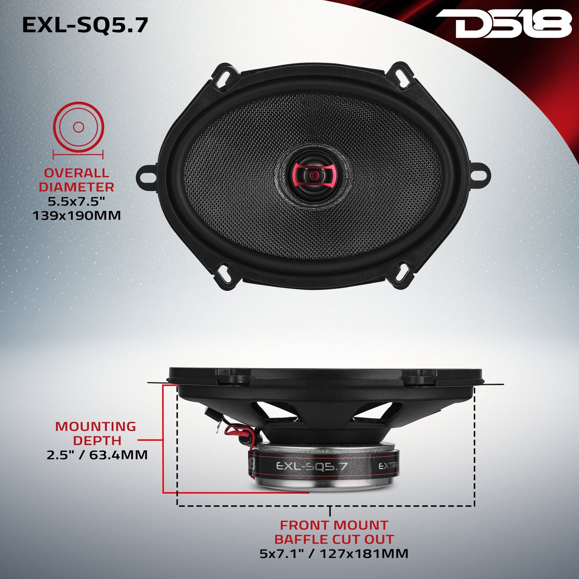 EXL 5x7" 2-Way Coaxial Speaker | 120W RMS 3-Ohm.