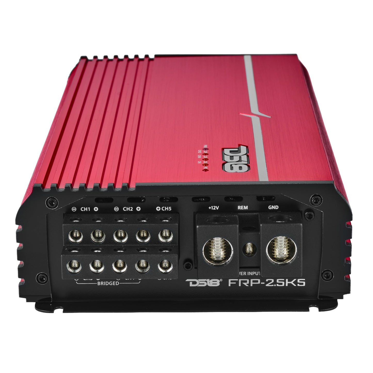 FRP Compact Full-Range Class D 5-Channel Amplifier – 250W x 4 + 1,200W Subwoofer Output.