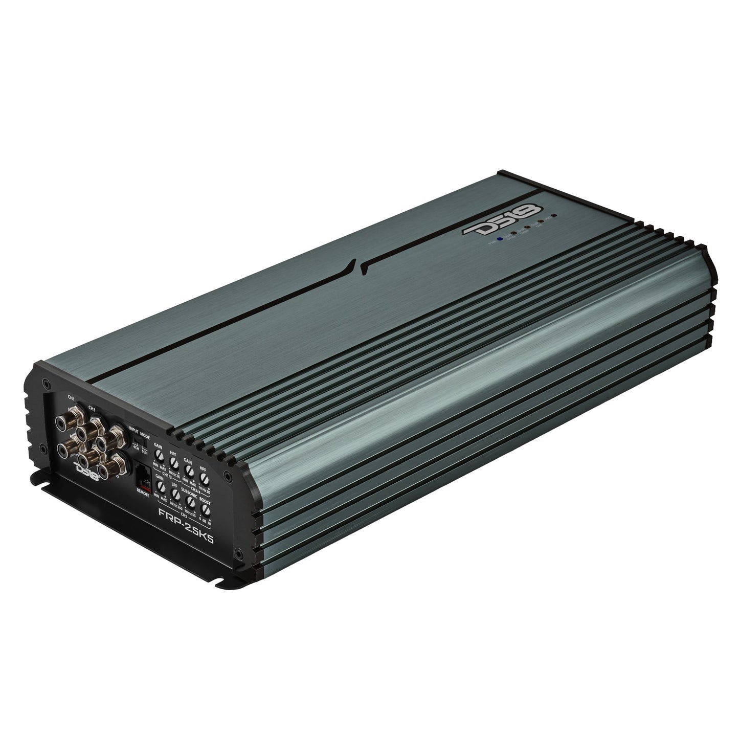 FRP Compact Full-Range Class D 5-Channel Amplifier – 250W x 4 + 1,200W Subwoofer Output.