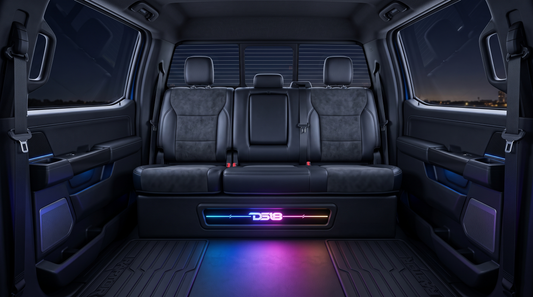 Ford F-150 2 x 10" Subwoofer Loaded Enclosure Package With Vinyl Finish and Dream LED Lights (MADE IN USA).