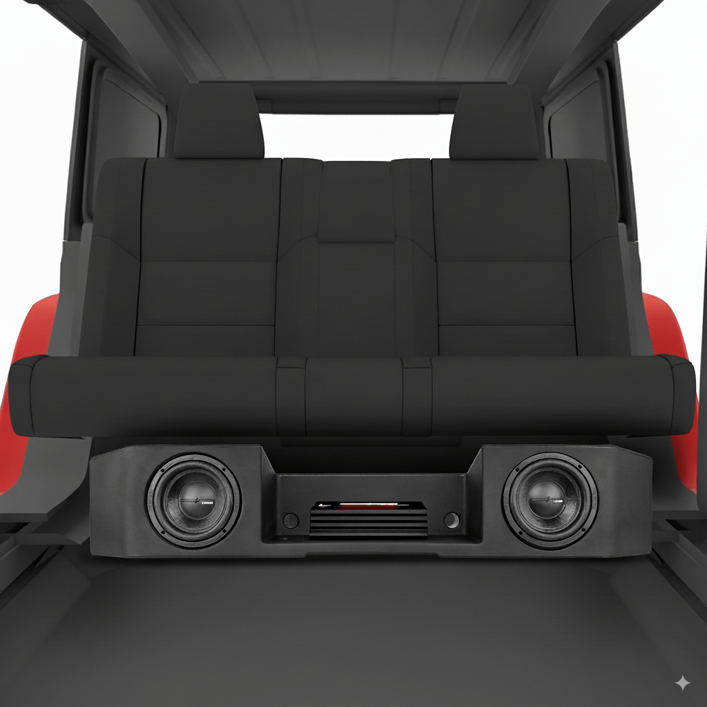 Complete Under Seat Subwoofer Enclosure Package for JT Gladiator Jeeps.