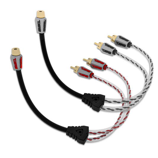 Level 3 RCA 100% Copper OFC Y Connector 1 FEMALE to 2 MALE -  BLACK / RED Kit.