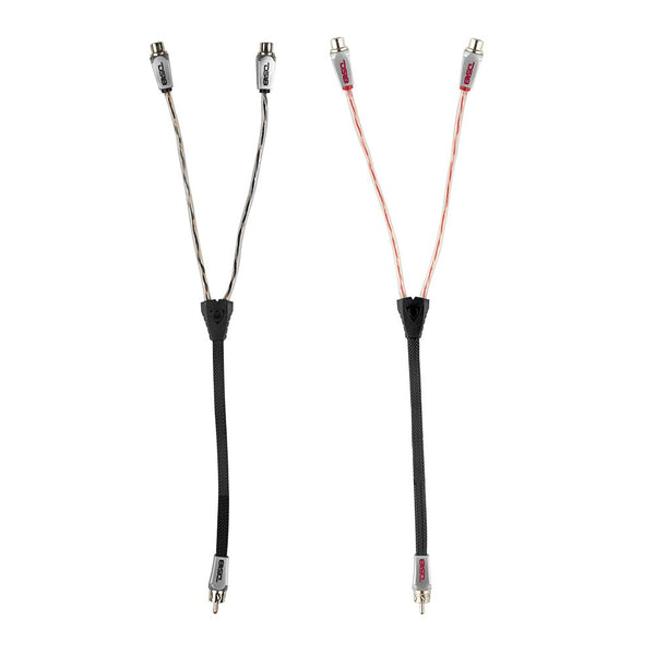 Level 3 RCA 100% Copper OFC Y Connector 2 FEMALE  to 1 MALE -  BLACK / RED Kit.
