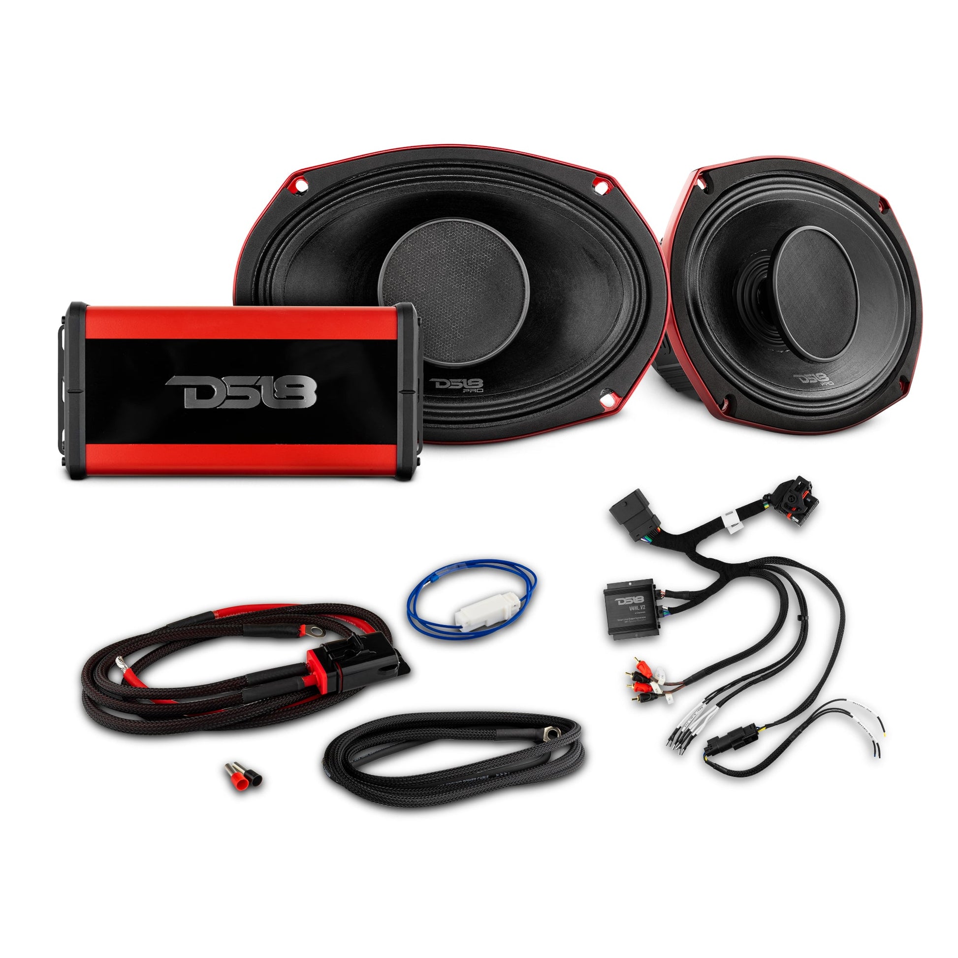 2014-Up Harley-Davidson Street Glide or Road Glide Rear Upgrade Package - 2x PRO Mid-Range w/ Driver | 1x Marine Amp.