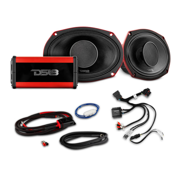 2014-Up Harley-Davidson Street Glide or Road Glide Rear Upgrade Package - 2x PRO Mid-Range w/ Driver | 1x Marine Amp.
