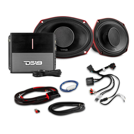 2014-Up Harley-Davidson Street Glide or Road Glide Rear Upgrade Package - 2x PRO Mid-Range w/ Driver | 1x Amp.