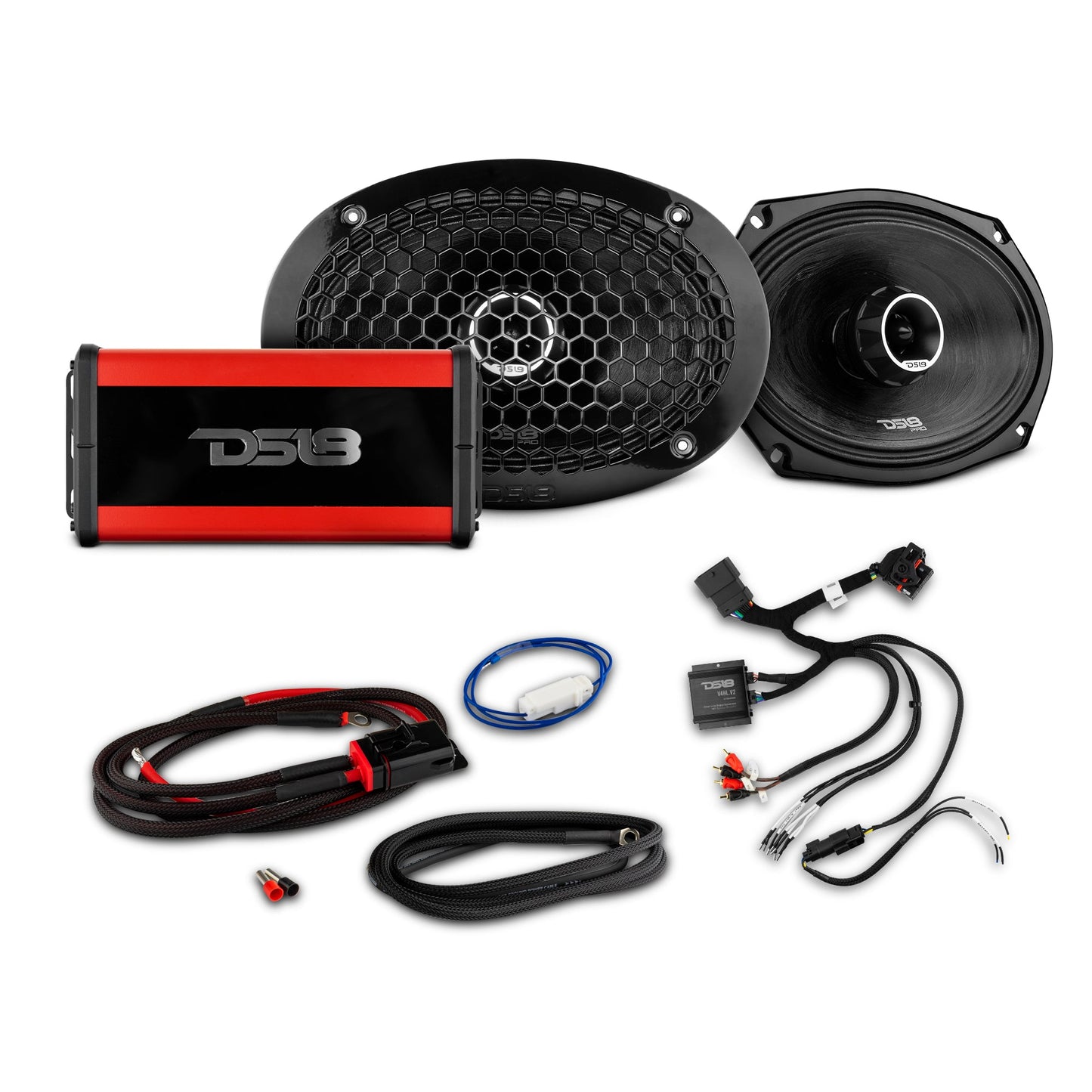 2014-Up Harley-Davidson Street Glide or Road Glide Rear Upgrade Package - 2x PRO Mid-Range w/ Twetter| 1x Marine Amplifier.