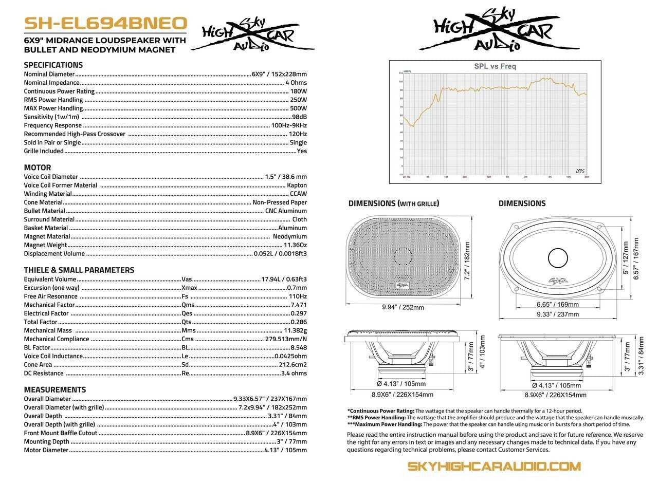 Sky High Car Audio SH-EL694BNEO 6x9” Midrange Loudspeaker with Bullet and Neodymium Magnet - Audio Sellerz