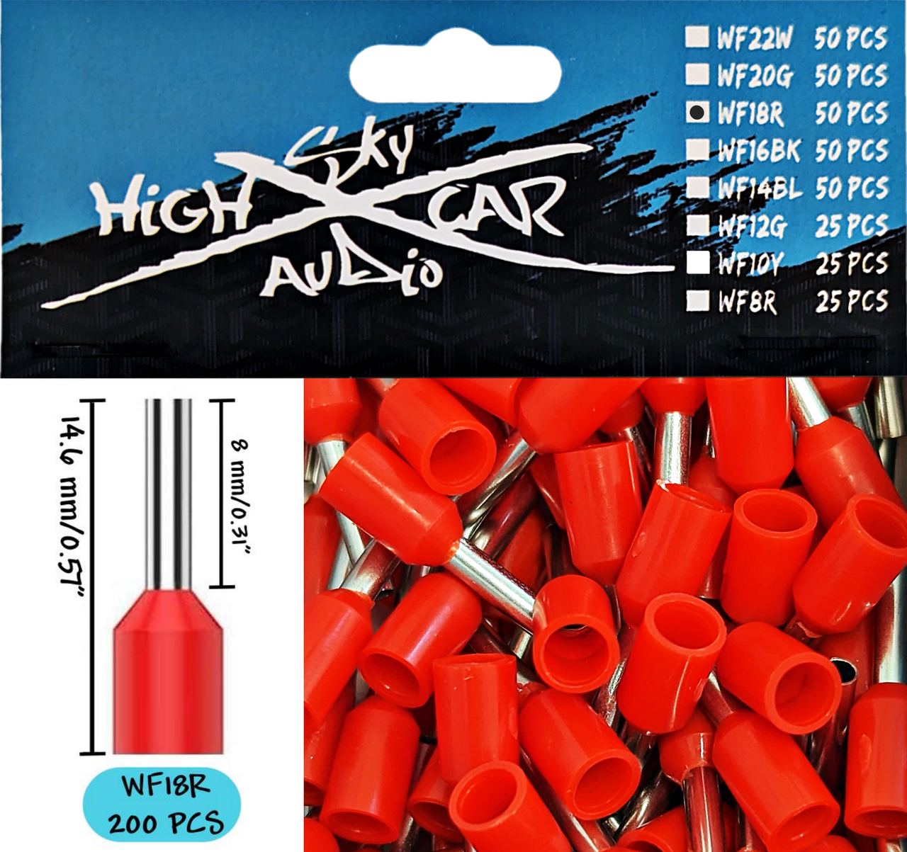 Sky High Car Audio Insulated Aluminum Wire Ferrules (8 Gauge - 22 Gauge) - Audio Sellerz