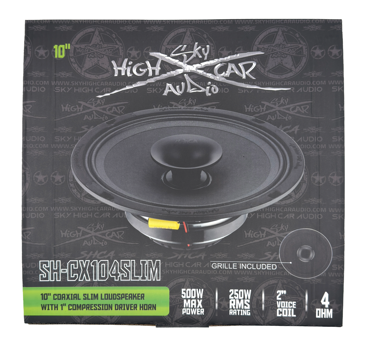 Sky High Car Audio SH-CX104SLIM 10" Slim Coaxial Speaker with Compression Driver Horn.