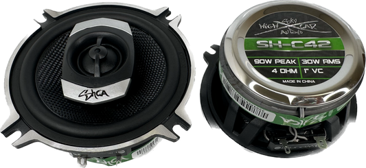 SHCA - C42 4" 2-way Coaxial Speakers (Pair) With Glass Fiber Cone and Pivoting Tweeter - Audio Sellerz