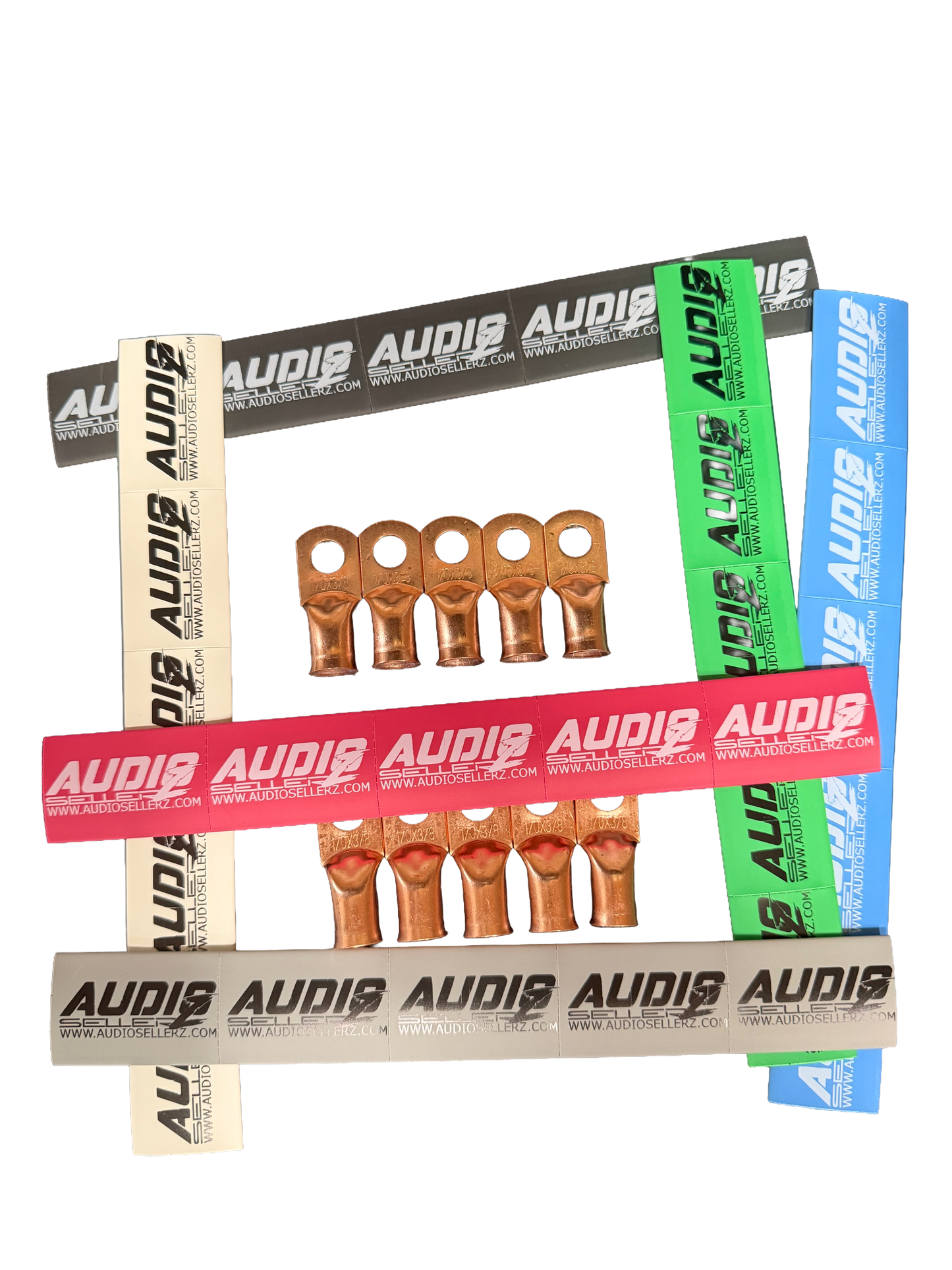 Audio Sellerz 0 Gauge Copper Lugs with Heat Shrink 10 Pack.