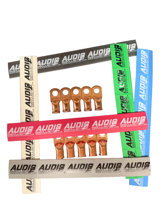 Audio Sellerz 0 Gauge Copper Lugs with Heat Shrink 10 Pack.