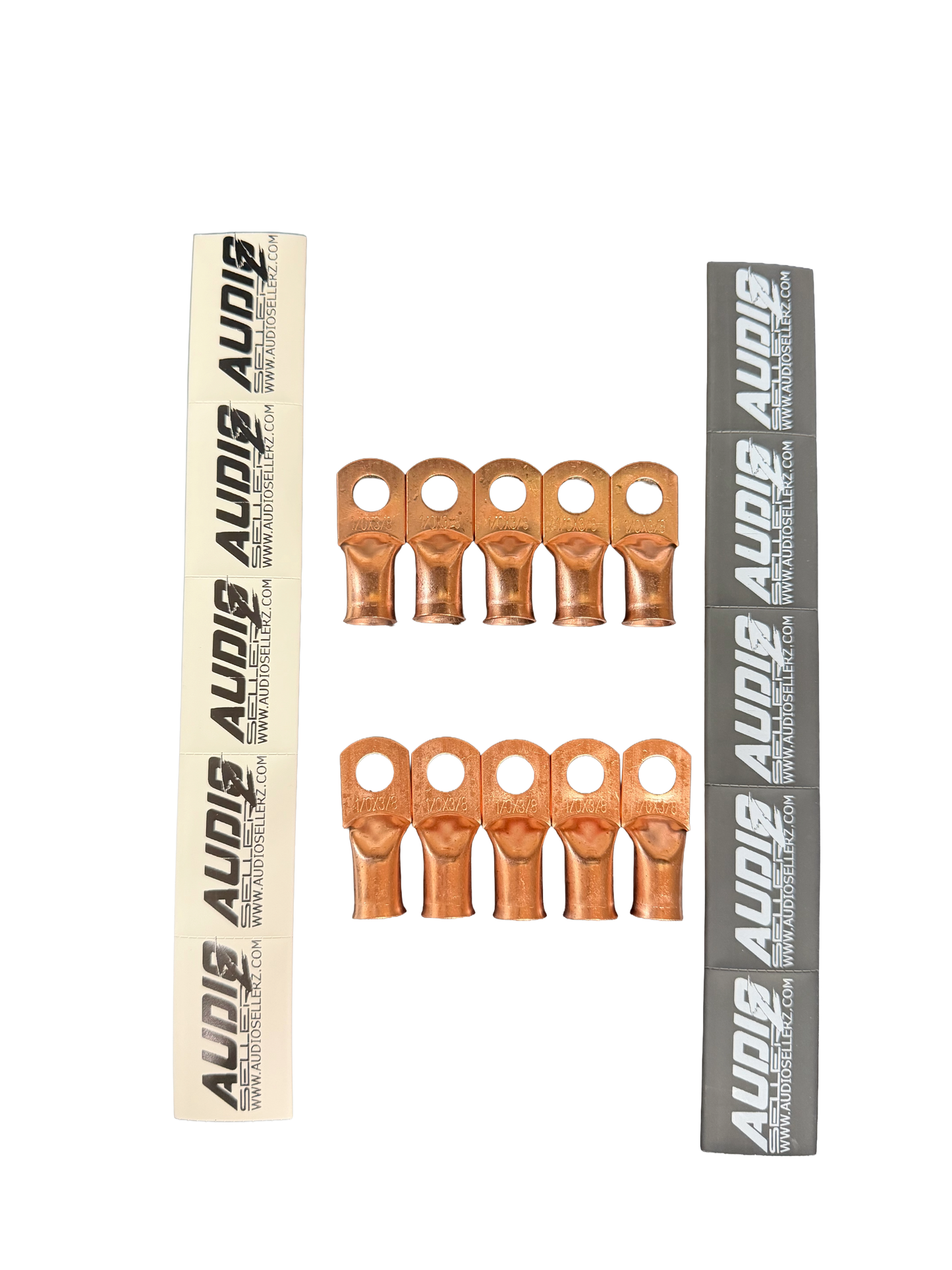 Audio Sellerz 0 Gauge Copper Lugs with Heat Shrink 10 Pack.