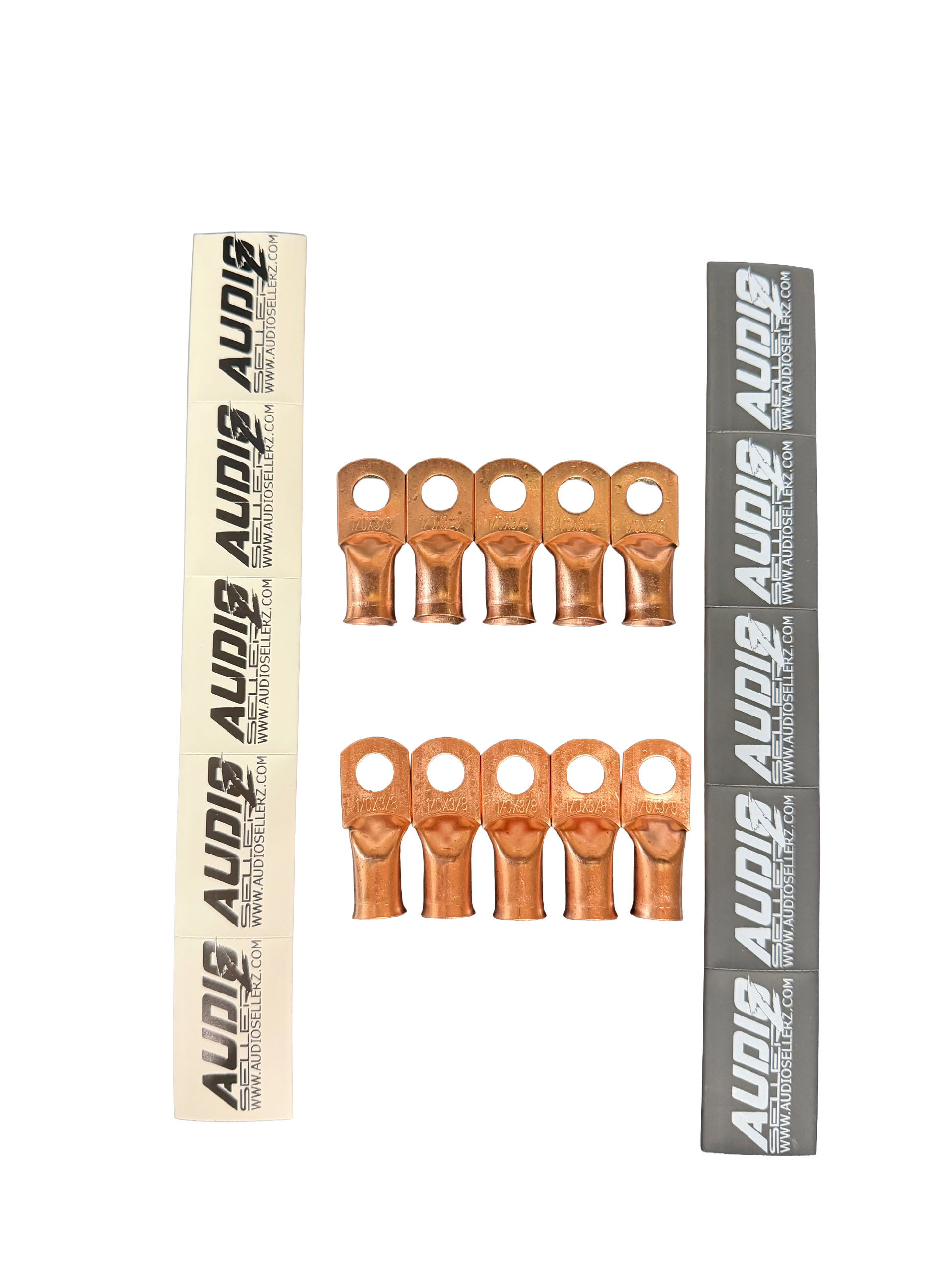 Audio Sellerz 0 Gauge Copper Lugs with Heat Shrink 10 Pack.