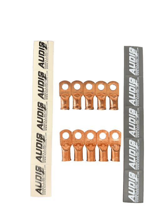 Audio Sellerz 0 Gauge Copper Lugs with Heat Shrink 10 Pack.