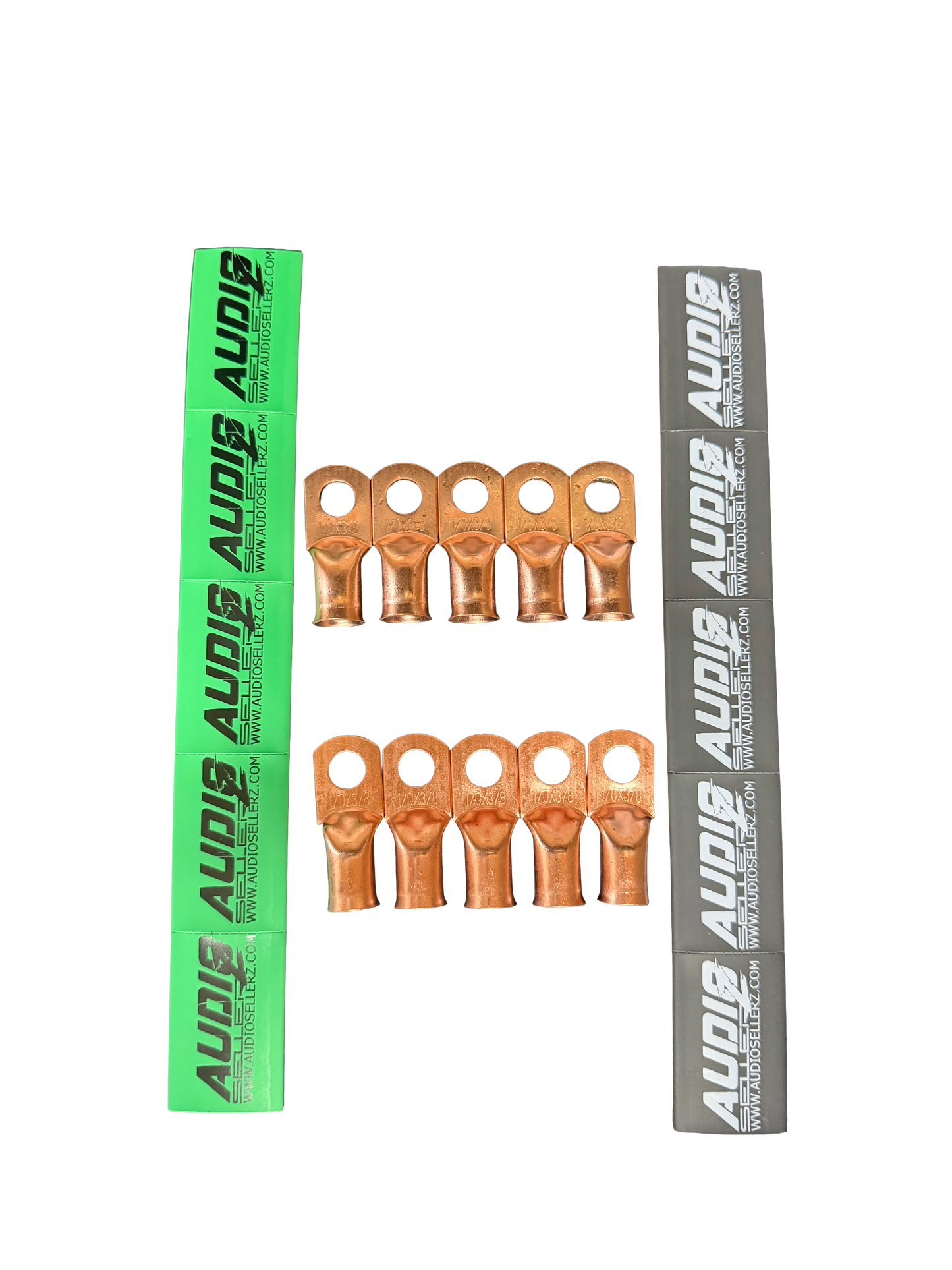 Audio Sellerz 0 Gauge Copper Lugs with Heat Shrink 10 Pack.