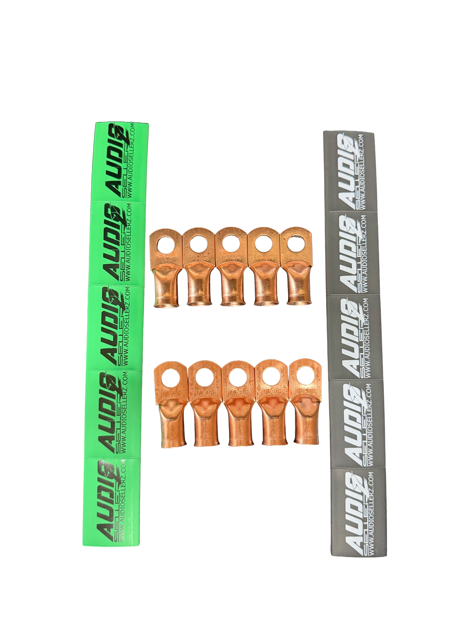 Audio Sellerz 0 Gauge Copper Lugs with Heat Shrink 10 Pack.