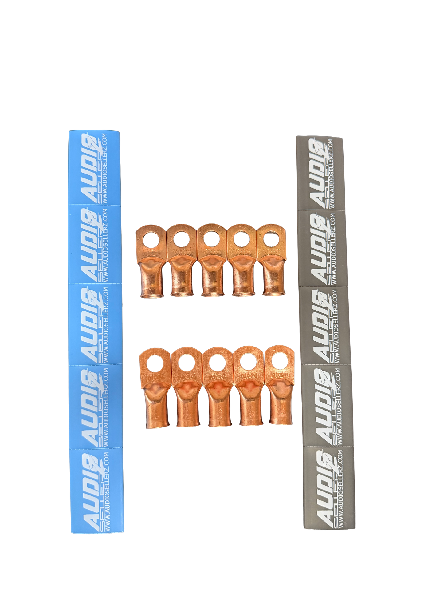 Audio Sellerz 0 Gauge Copper Lugs with Heat Shrink 10 Pack.