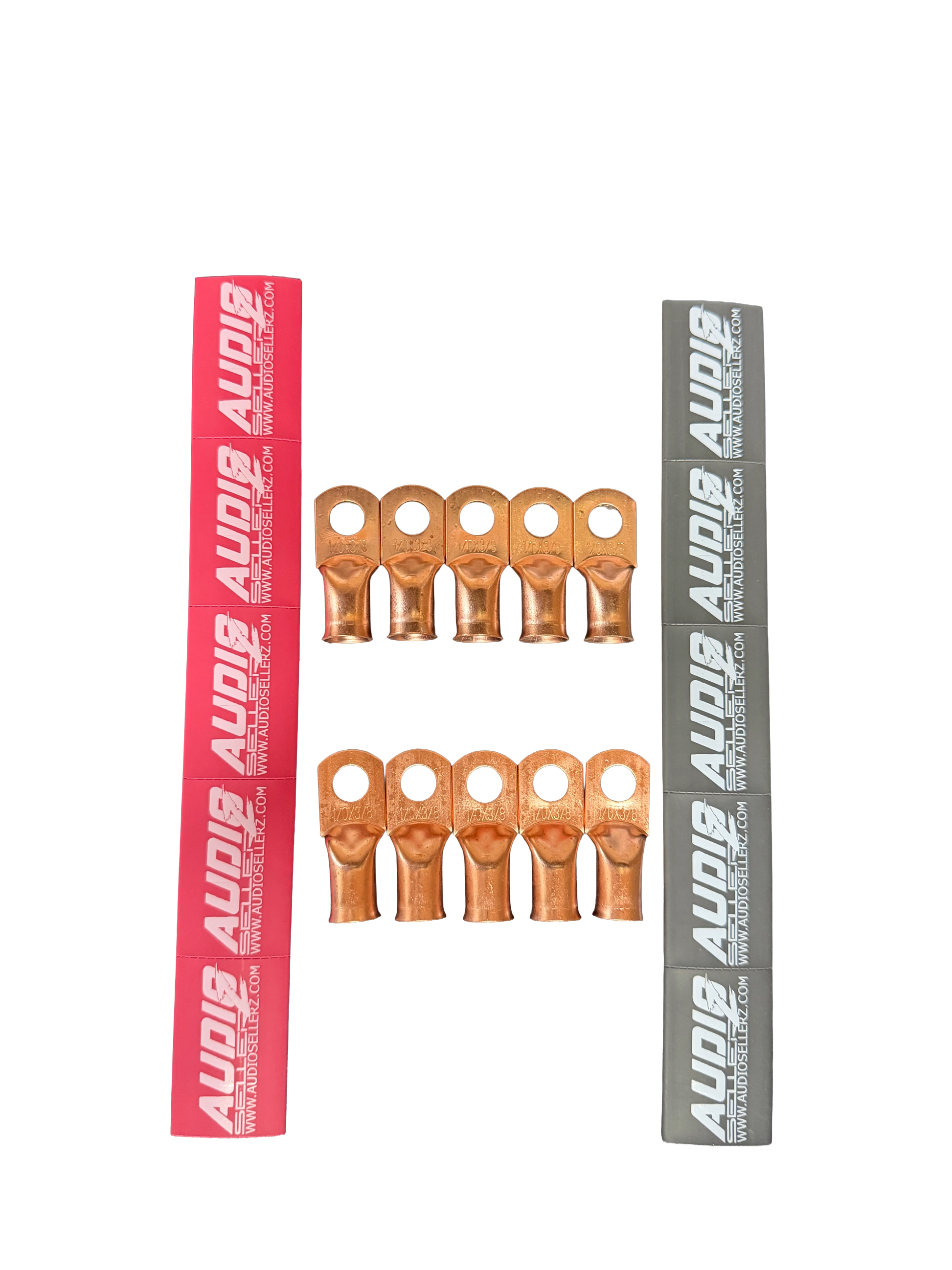 Audio Sellerz 0 Gauge Copper Lugs with Heat Shrink 10 Pack.