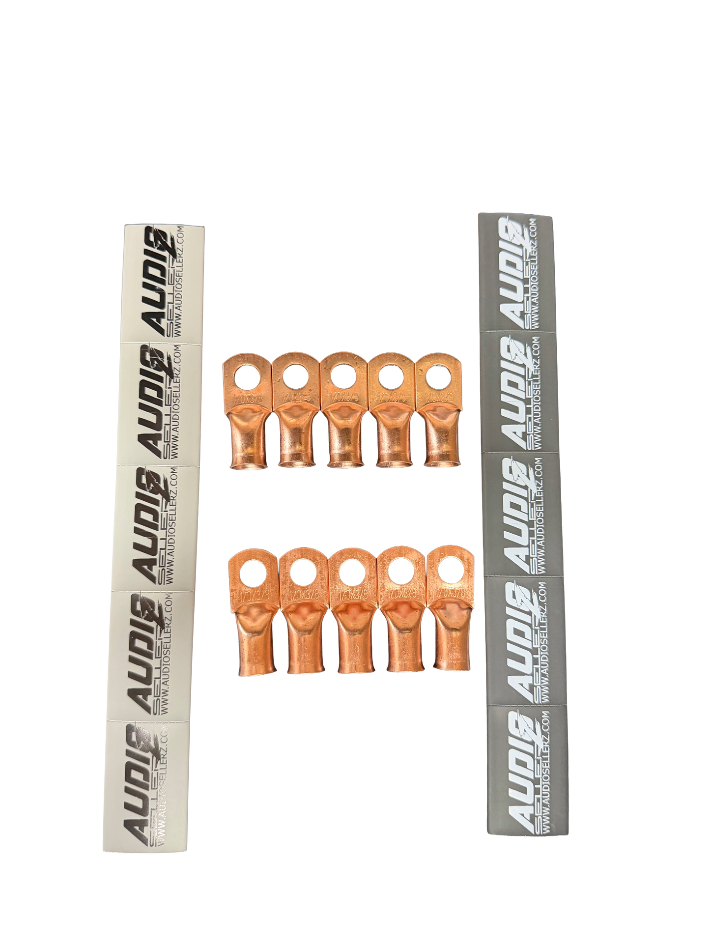 Audio Sellerz 0 Gauge Copper Lugs with Heat Shrink 10 Pack.