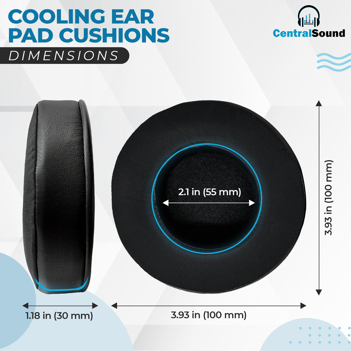 CentralSound Cooling Gel + Memory Foam Premium Replacement Ear Pad Cushions Universal Round - product image 4 - Audio Sellerz