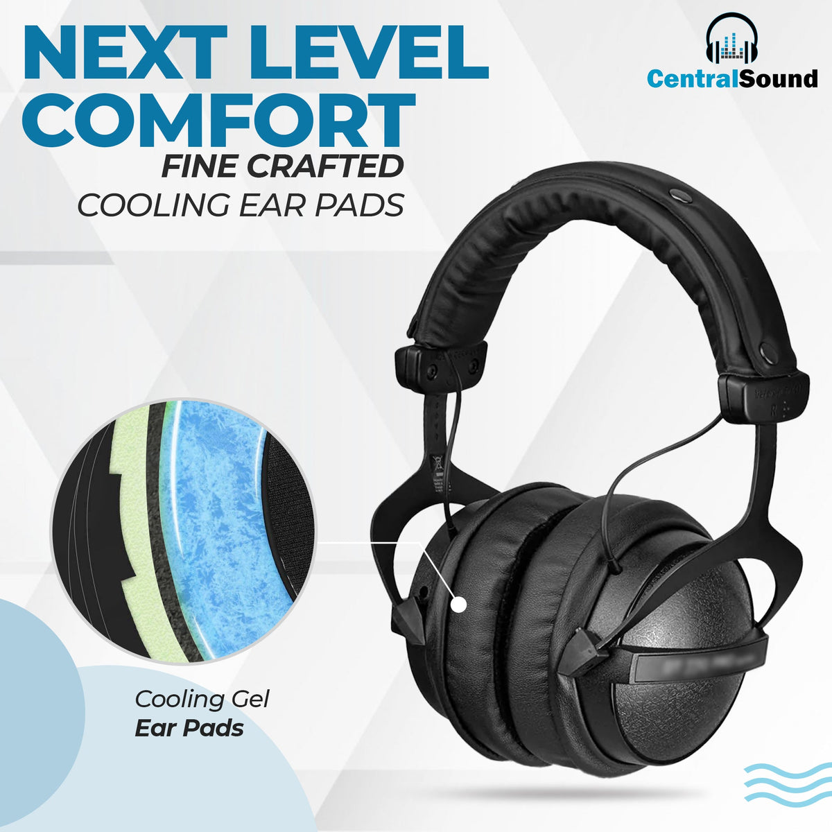 CentralSound Cooling Gel + Memory Foam Premium Replacement Ear Pad Cushions Universal Round - product image 6 - Audio Sellerz